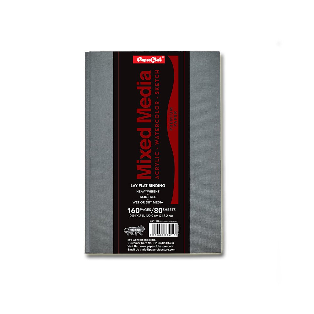 PaperClub Artist Range A5+ Mixed Media Notebook | ACRYLIC | WATERCOLOR |SKETCH | LAY FLAT BOOK BINDING PREMIUM ACID FREE PAPER HEAVY BULK PAPER