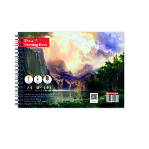 PaperClub  - A4 Artist Sketch Book - Professional Artist Sketchbook, with Back Support- 140 GSM- 50 Sheet- (Matte Finished Cover) Set Of 4