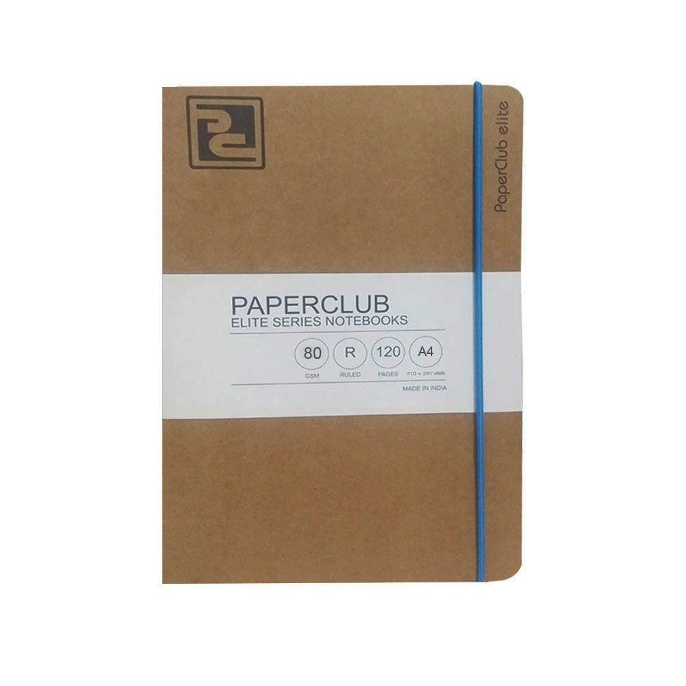 PaperClub Elastic Stitched Spines -80-GSM NoteBook with Elastic Closures and Pocket Inside (80 pages,A6,A5 &A4 )- Kraft notebook | Eco Friendly Notebook | Kraft notebook  | stitched Spine Kraft notebook | notebook diary  Pack of 3 pcs