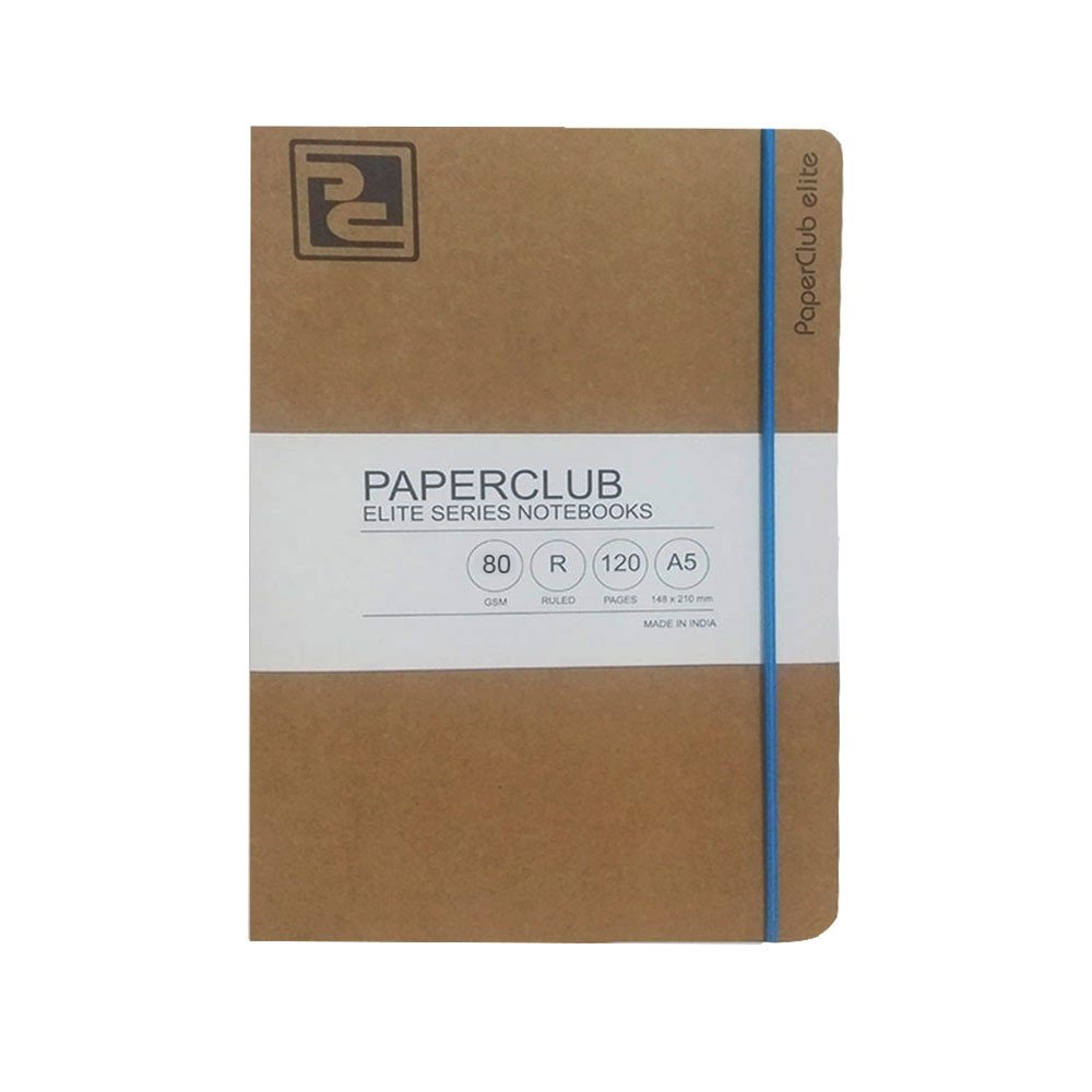 PaperClub Elastic Stitched Spines -80-GSM NoteBook with Elastic Closures and Pocket Inside (80 pages,A6,A5 &A4 )- Kraft notebook | Eco Friendly Notebook | Kraft notebook  | stitched Spine Kraft notebook | notebook diary  Pack of 3 pcs